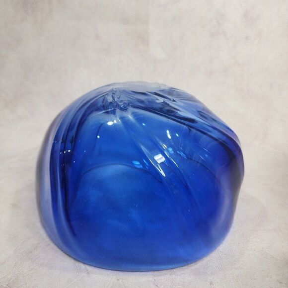 Michael Trimpol 7" D Decorative Sheer Cobalt Blue Swirl Bowl Art Glass Signed 03 - Picture 9 of 9